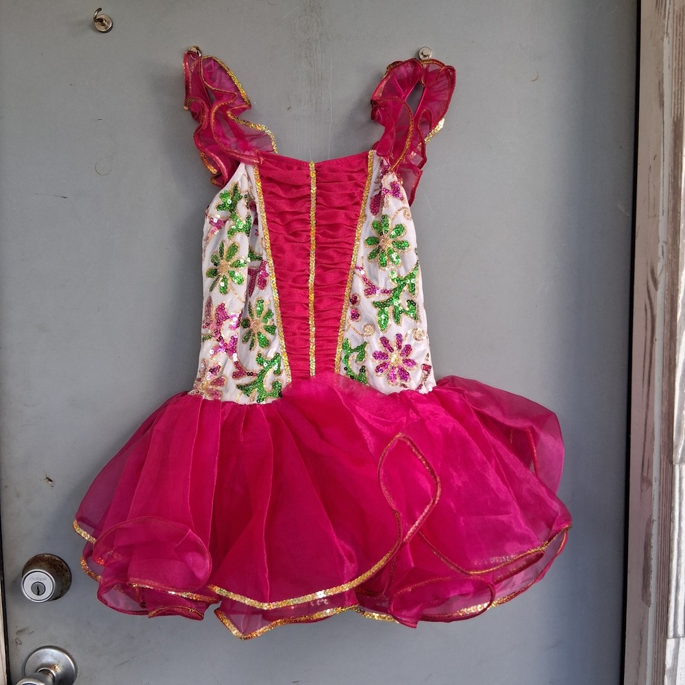 Art Stone The Competitor Pink Sequin Floral Dance Costume Tutu Dress 5044 LC